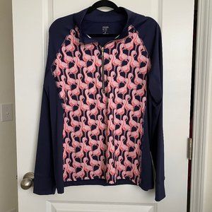 Crown & Ivy Flamingo Half Zip Pullover